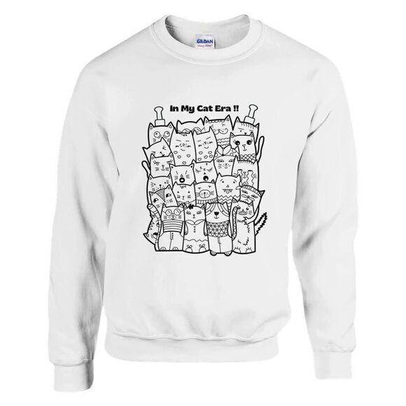 In My Cat Era Crewneck Sweatshirt | Multi Cat Print for Cat Lovers - Picture 1 of 3
